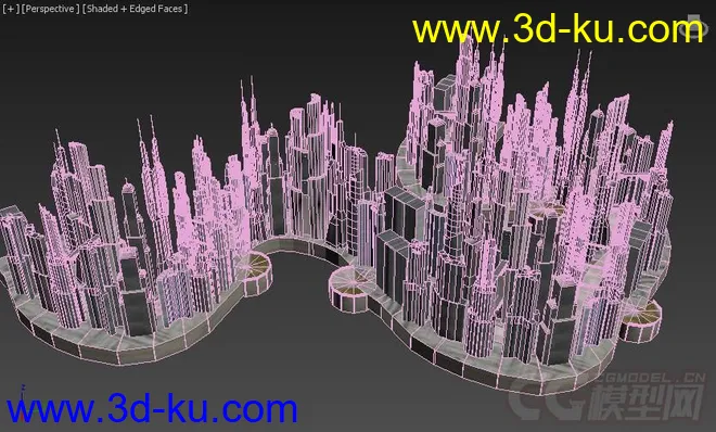 科幻系列之水边未来城市，科幻建筑模型的图片3