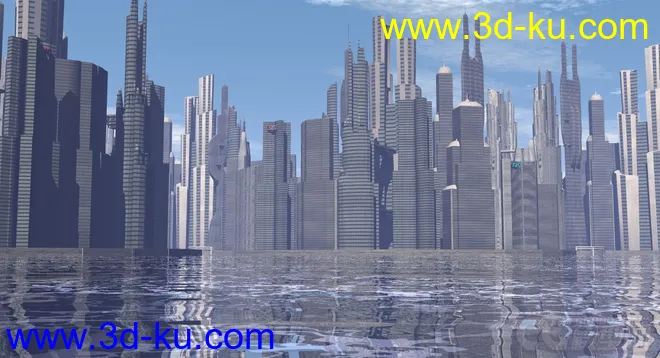 科幻系列之水边未来城市，科幻建筑模型的图片4