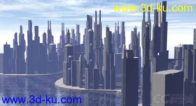 科幻系列之水边未来城市，科幻建筑模型的图片6