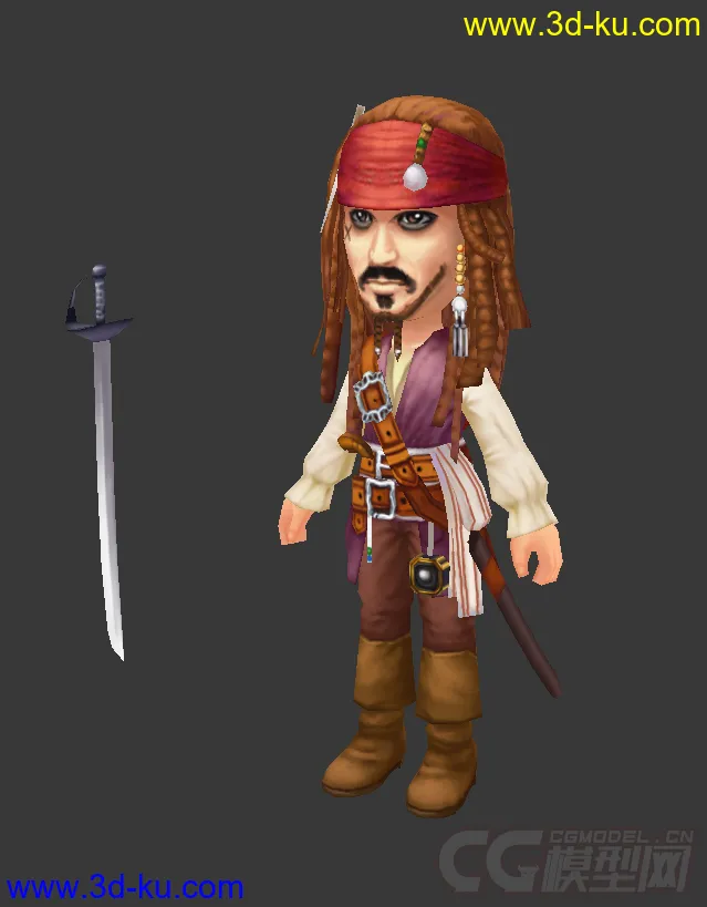海盗，杰克船长，低模免费模型的图片1