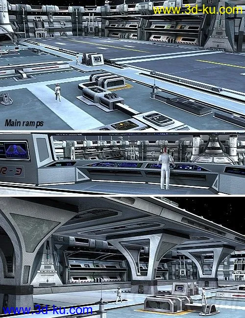 精彩的科幻系列之—未来飞机平台，军事维护基地，空军基地模型的图片2