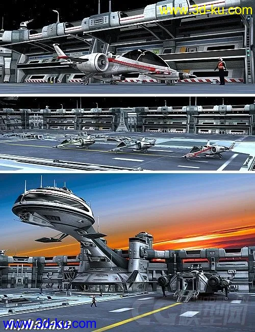 精彩的科幻系列之—未来飞机平台，军事维护基地，空军基地模型的图片3