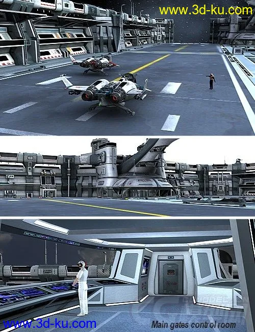 精彩的科幻系列之—未来飞机平台，军事维护基地，空军基地模型的图片5