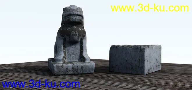 CG 石像 石狮 石器模型的图片2