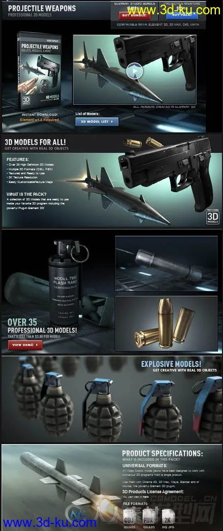 35个高精度现代武器3D模型合集的图片1