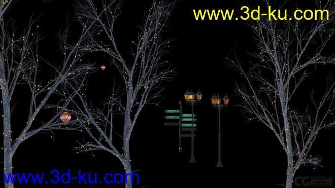 树灯-灯笼-路灯-路牌模型的图片1