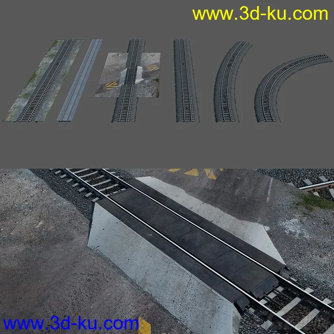 火车 列出-轨道-石子 一套完整文件模型的图片3