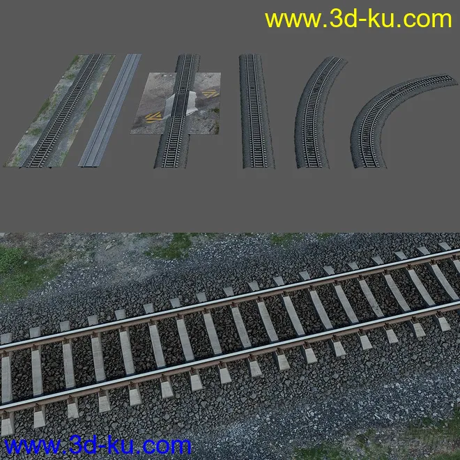 火车 列出-轨道-石子 一套完整文件模型的图片4