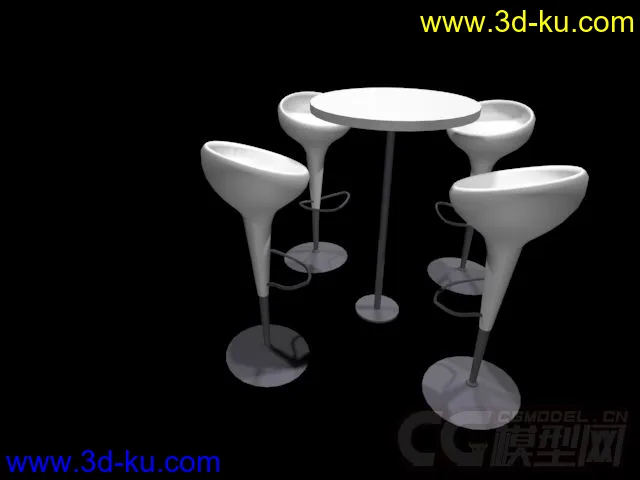 簡易吧檯桌椅模型的图片1