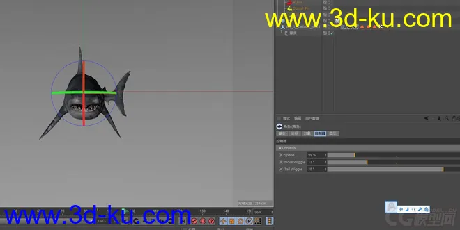 鲨鱼 c4d模型 带绑定动画的图片1
