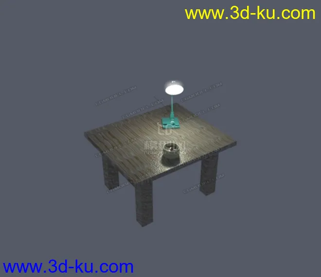 简易的灯具、书桌、咖啡模型的图片1