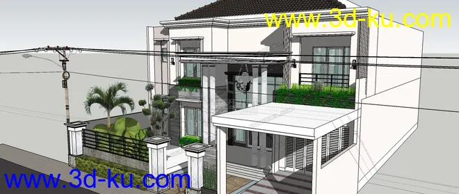 SketchUp 2015超精细欧式别墅建筑模型的图片1