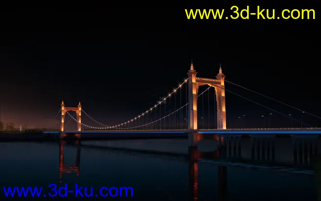 场景 模型下载  max  斜拉桥 创意桥设计 白天 夜景的图片1
