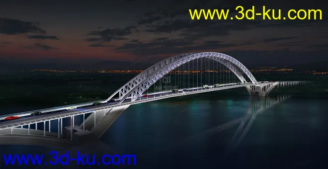 场景 模型下载  max  斜拉桥 创意桥设计 白天 夜景的图片3