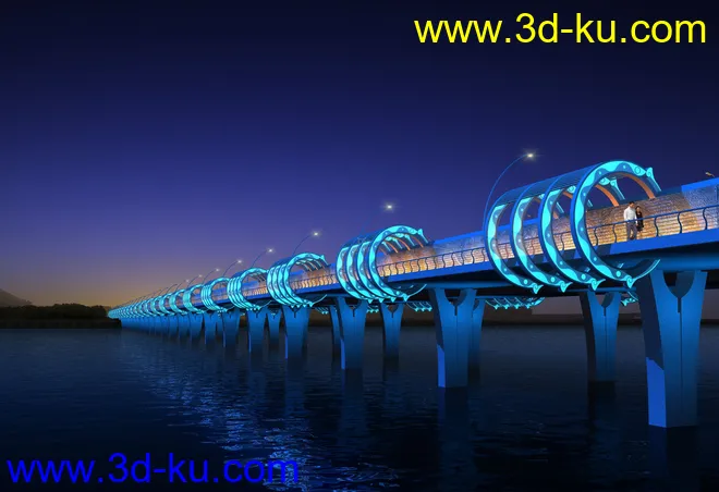 场景 模型下载  max  斜拉桥 创意桥设计 白天 夜景的图片5