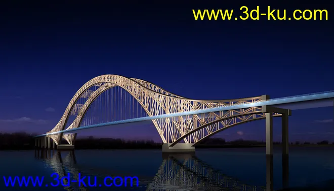 场景 模型下载  max  斜拉桥 创意桥设计 白天 夜景的图片7