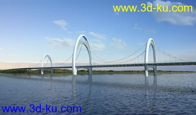 场景 模型下载  max  斜拉桥 创意桥设计 白天 夜景的图片8