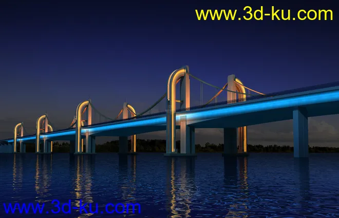 场景 模型下载  max  斜拉桥 创意桥设计 白天 夜景的图片11