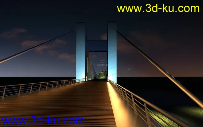 场景 模型下载  max  斜拉桥 创意桥设计 夜景的图片7