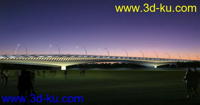 场景 模型下载  max  斜拉桥 创意桥设计 夜景 白天的图片5