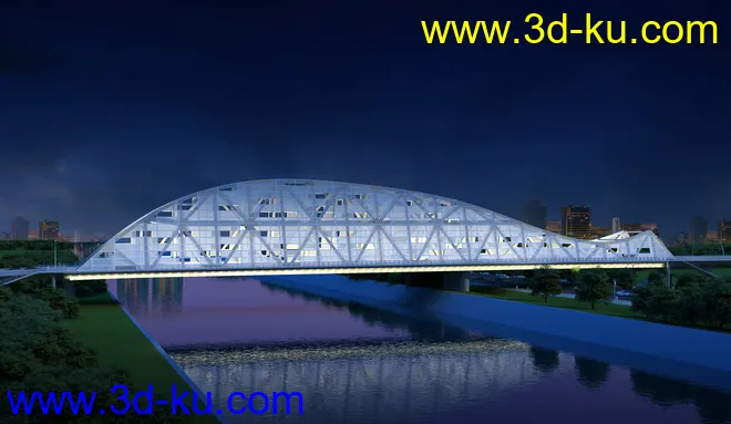 场景 模型下载  max  斜拉桥 创意桥设计 夜景 白天的图片7
