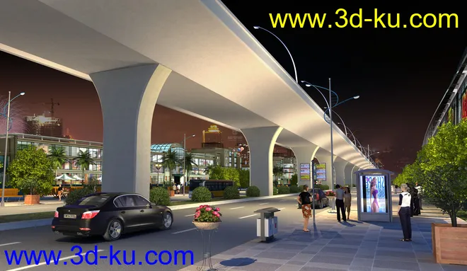场景 模型下载  max  斜拉桥 创意桥设计 夜景 白天的图片13