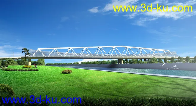 场景 模型下载  max  斜拉桥 创意桥设计 白天的图片6