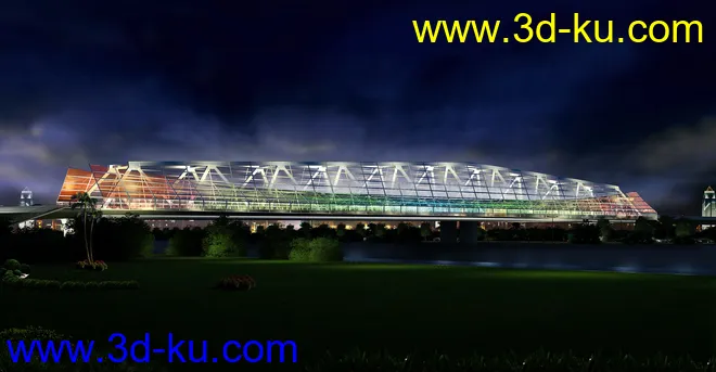 场景 模型下载  max  创意桥设计 白天 夜景的图片5