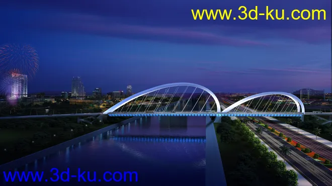 场景 模型下载  max  创意桥设计 白天 夜景的图片6