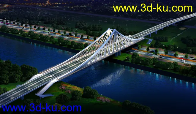 场景 模型下载  max  创意桥设计 白天 夜景的图片8
