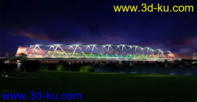 场景 模型下载  max  创意桥设计 白天 夜景的图片9