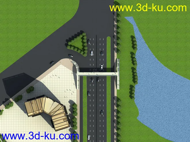天桥 场景 模型下载  max  创意桥设计 白天 夜景的图片5