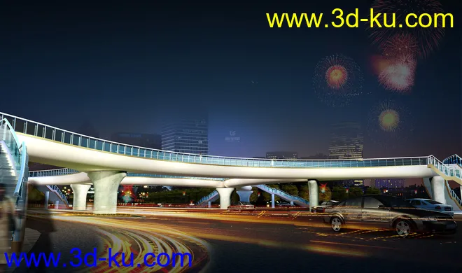 天桥 场景 模型下载  max  创意桥设计 白天 夜景的图片12