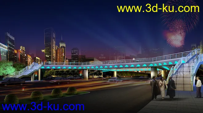 天桥 场景 模型下载  max  创意桥设计 白天 夜景的图片23