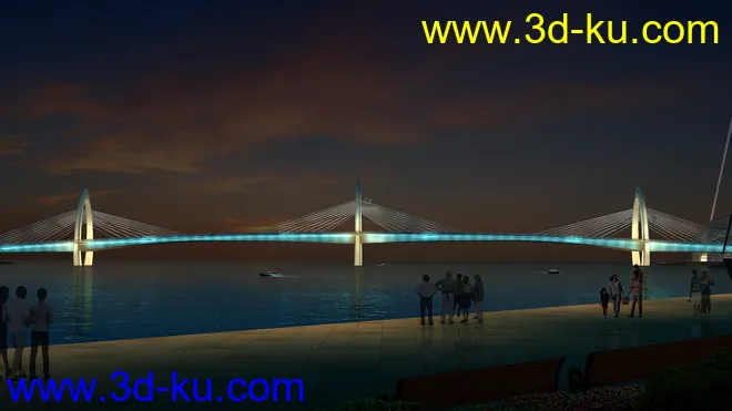 公路 场景 模型下载  max  创意桥设计 白天 蓝天 河的图片1