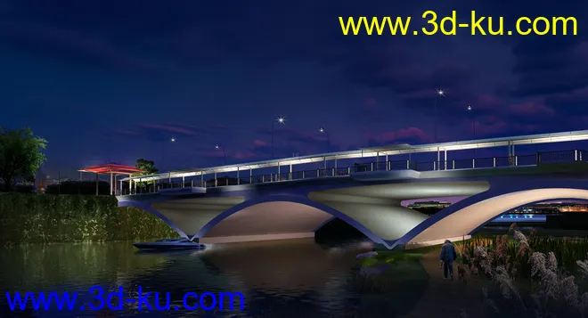 公路 场景 模型下载  max  创意桥设计 白天 蓝天 河的图片4