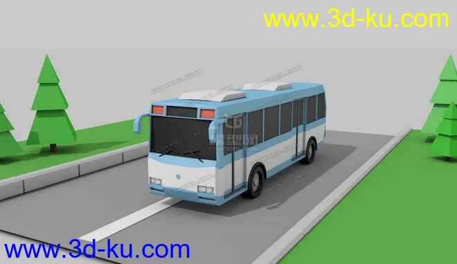 lowpoly bus 低面巴士模型的图片1