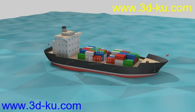 低面货轮  lowpoly cargo模型的图片2
