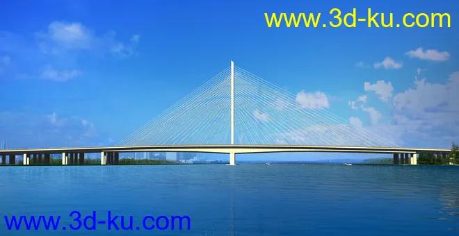 大桥 斜拉桥 蓝天 模型下载的图片1