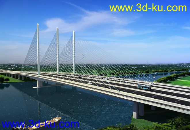 大桥 斜拉桥 蓝天 模型下载的图片2