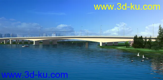 大桥 斜拉桥 蓝天 模型下载的图片3