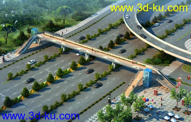 大桥 公路 蓝天 模型下载的图片2