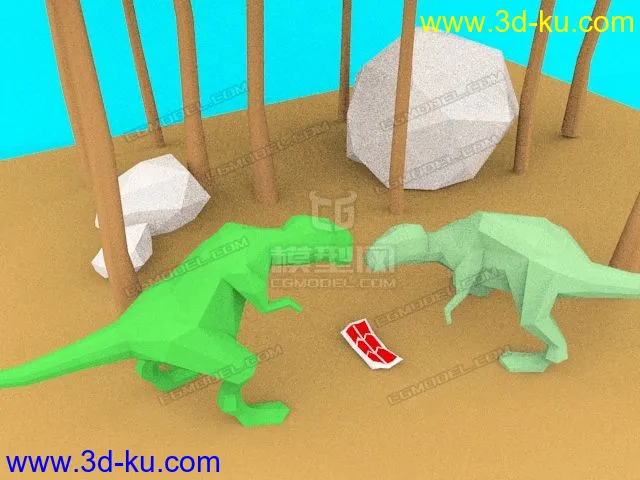 恐龙抢肉模型的图片3