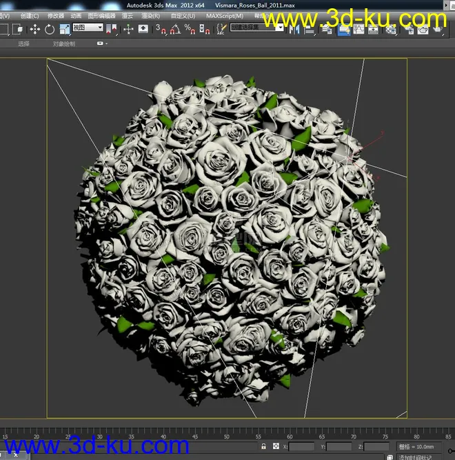 白色玫瑰花球~模型的图片3