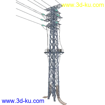 双回电缆终端钢管塔模型的图片1