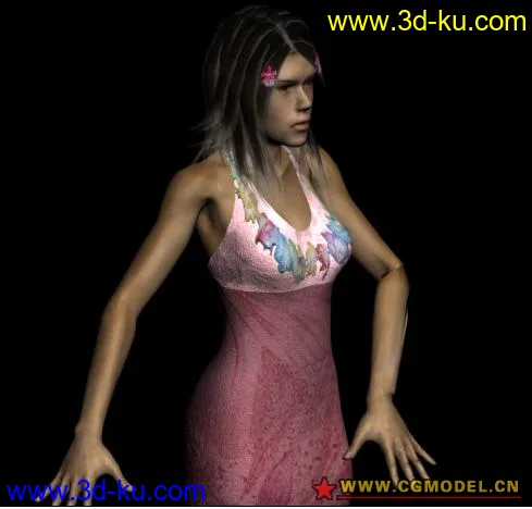一个美女模型含骨骼贴图的图片1