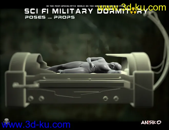 SCI FI Military Dormitory Poses and Props模型的图片6