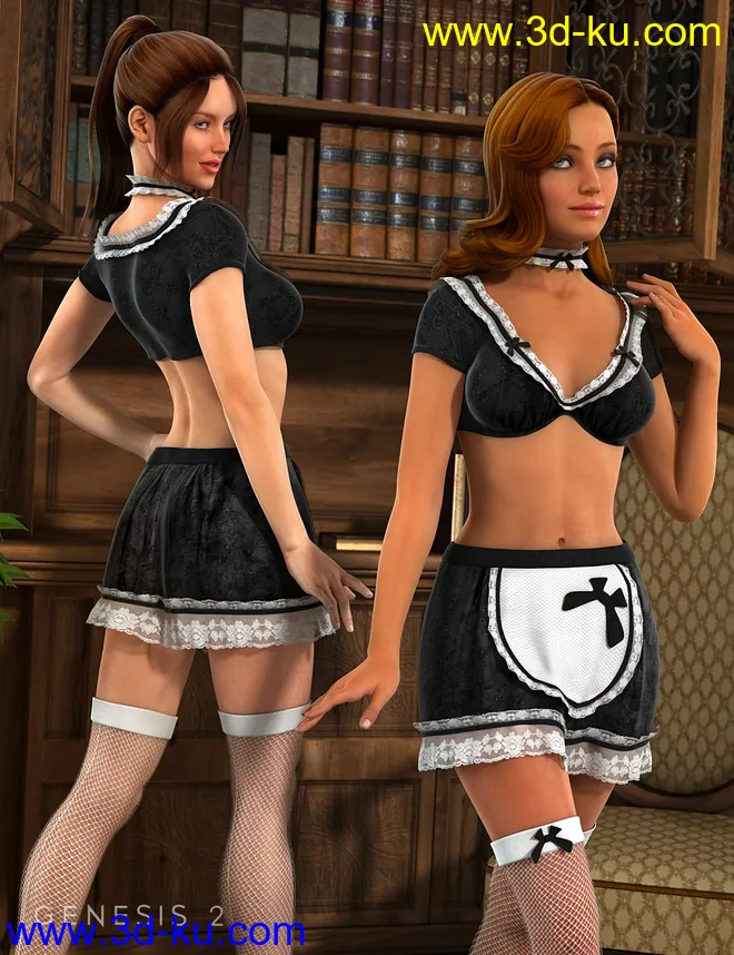 Sexy Maid Outfit for Genesis 2 Female(s)模型的图片3