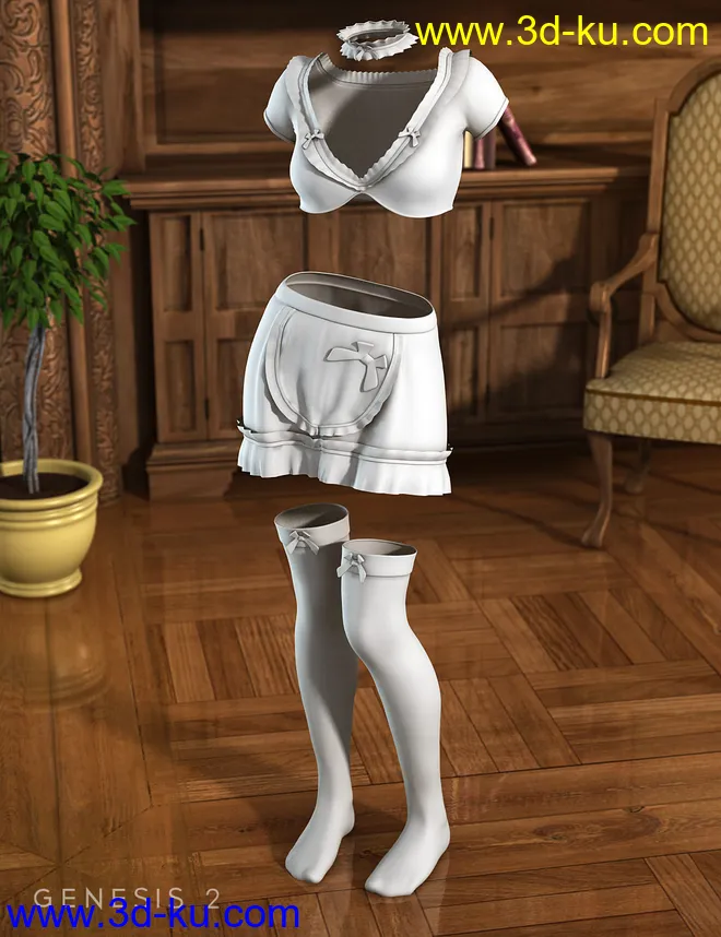 Sexy Maid Outfit for Genesis 2 Female(s)模型的图片4