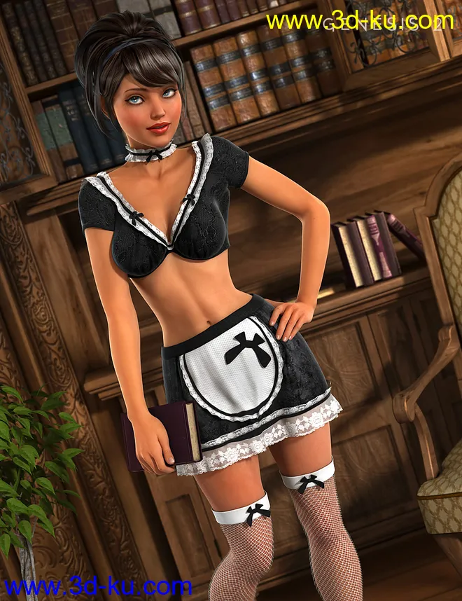 Sexy Maid Outfit for Genesis 2 Female(s)模型的图片5